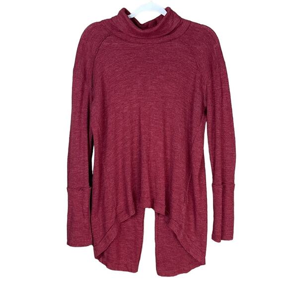 We The Free People Split Back Turtleneck Top Long Sleeve Brick Red Size Medium - Picture 1 of 11